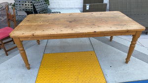 Antique Farmhouse Pine Table, 84" x 40" x 32"