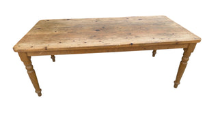 Antique Farmhouse Pine Table, 84" x 40" x 32"
