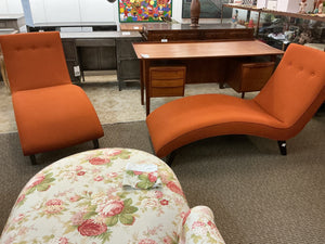 Room & Board Delia Kat's Orange Weave Chaise Lounge 35 W x 62 L x 35 H each