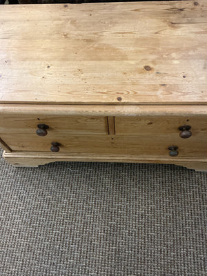 English Pine Low Chest Bench with Three Drawers 29 x 32 x 23