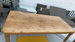 Antique Farmhouse Pine Table, 84" x 40" x 32"