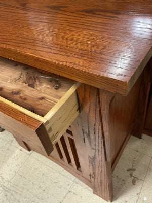 Mission Style Side Cabinet / Nightstand with Dovetail Drawers and Single Shelf, 30” x 26” x 18”