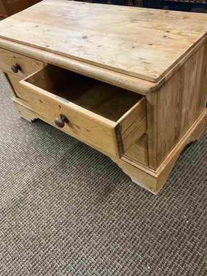 English Pine Low Chest Bench with Three Drawers 29 x 32 x 23