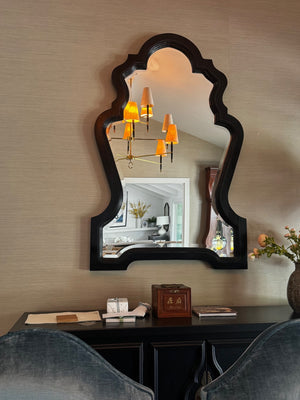 Cabana Home Black Framed Wall Mirror 58" H x 38" W Moroccan-Style Scalloped Arch