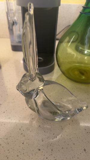 Art Vannes (Vannes-le-Châtel, France) Vintage Clear Crystal Rabbit Trinket Dish / Vide-Poche