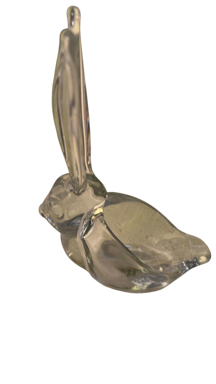 Art Vannes (Vannes-le-Châtel, France) Vintage Clear Crystal Rabbit Trinket Dish / Vide-Poche