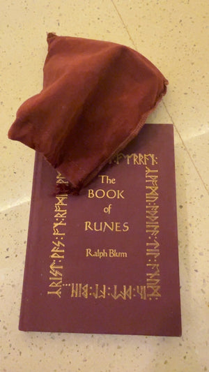 The Book of Runes by Ralph Blum with small drawstring pouch