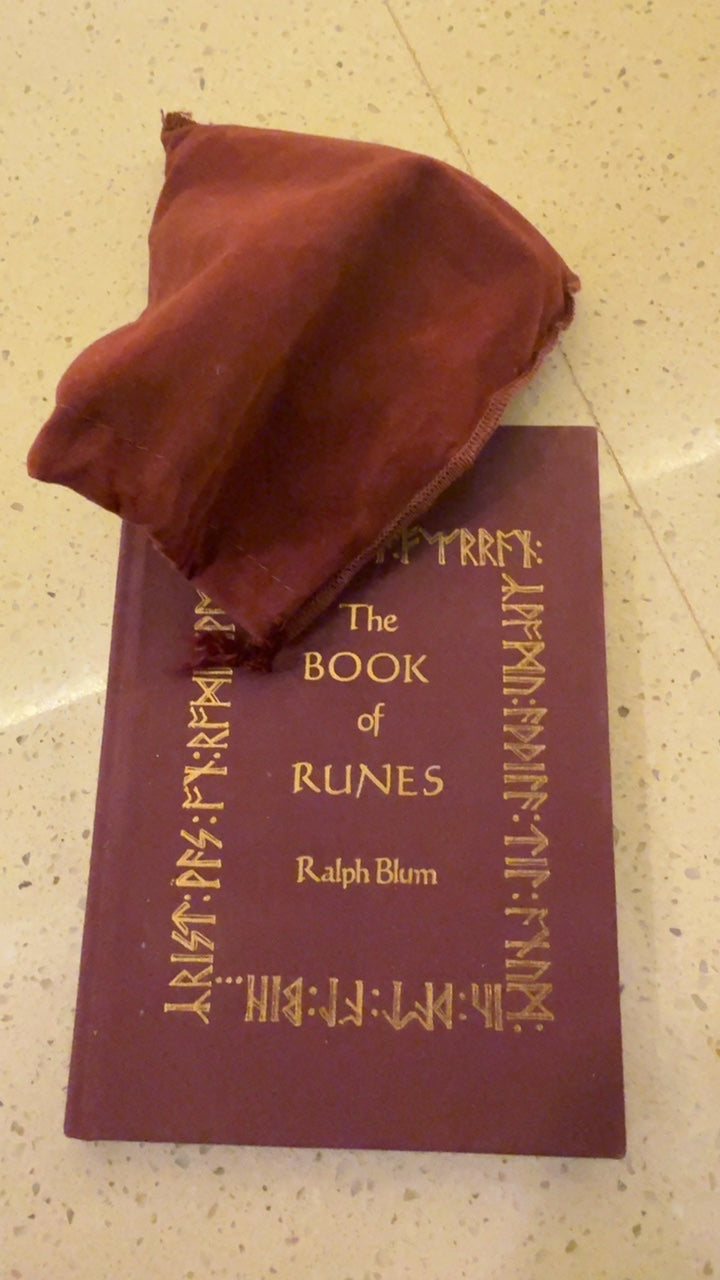 The Book of Runes by Ralph Blum with small drawstring pouch