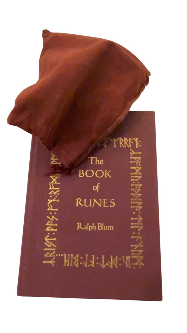 The Book of Runes by Ralph Blum with small drawstring pouch