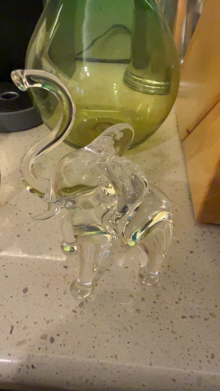 Small Crystal Elephant Figurine (Unsigned)