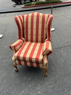 Queen Anne Style Wingback Accent Chair with Clawfoot Feet