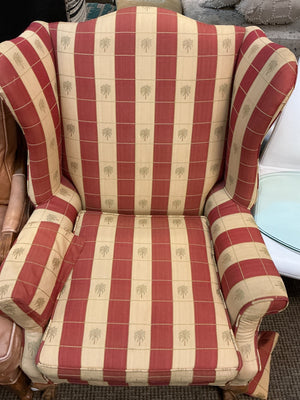 Queen Anne Style Wingback Accent Chair with Clawfoot Feet