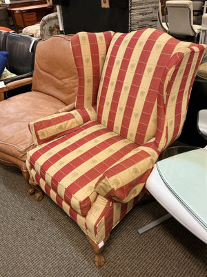 Queen Anne Style Wingback Accent Chair with Clawfoot Feet