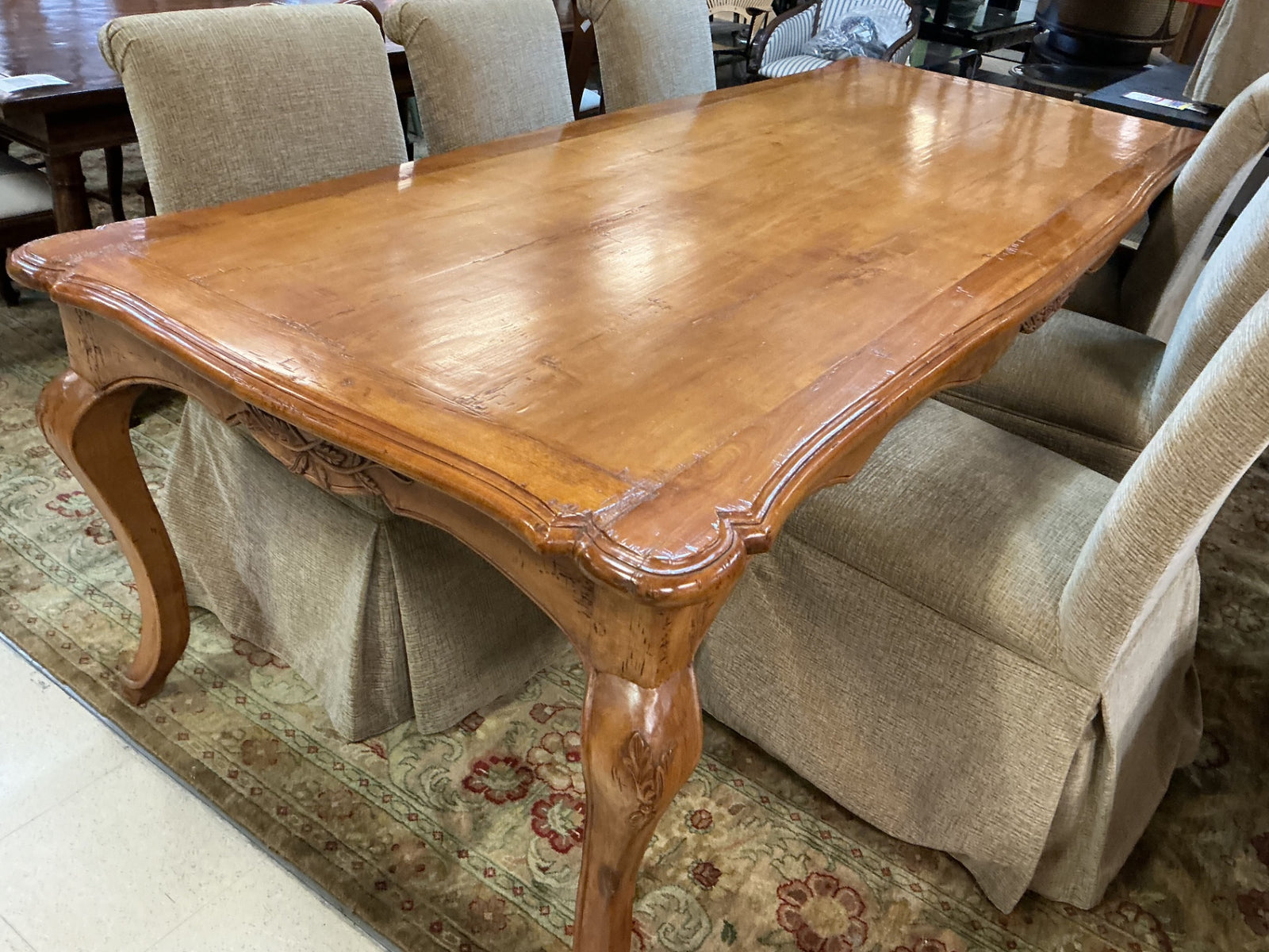 Custom  French Provincial Louis XV-Style Dining Table102x42x30