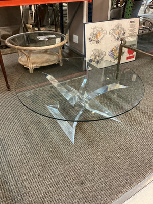 Charles Hollis Jones Attributed Lucite Round Coffee Table 40x22