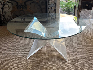 Charles Hollis Jones Attributed Lucite Round Coffee Table 40x22