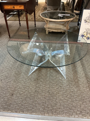 Charles Hollis Jones Attributed Lucite Round Coffee Table 40x22