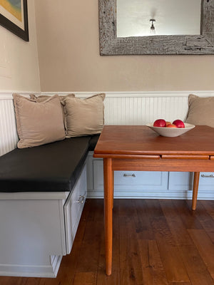 Danish Mid-Century Modern Teak Table, 33x33 + 12" drop leaves