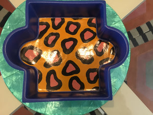 Memphis Milano Onion Ceramic Fruit Bowl by Nathalie Du Pasquier (1985) – Blue Leopard Pattern
