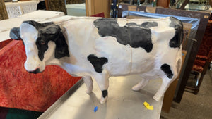 Riveted Tin Metal Cow Wall Decor, Black & White, Approx. 30" W x 15" H