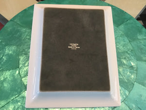 Hermès “Della Cavalleria” Equestrian Porcelain Change/Valet Tray with Felt Base