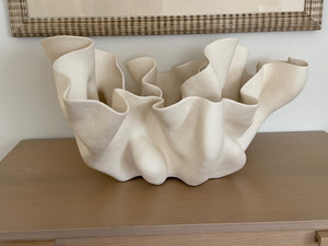  Melissa Turner Sculptural Porcelain Vase/Planter, Cream—Coil-Built, 24" W x 18" D x 12" H