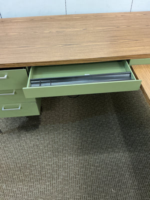 Vintage Mid-Century Modern Steel L-Shaped Tanker Desk 60x30x28