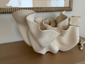  Melissa Turner Sculptural Porcelain Vase/Planter, Cream—Coil-Built, 24" W x 18" D x 12" H