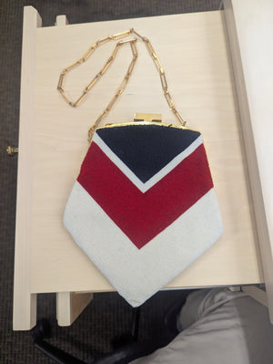 Vintage Pierre Cardin Beaded Chevron Clutch Bag