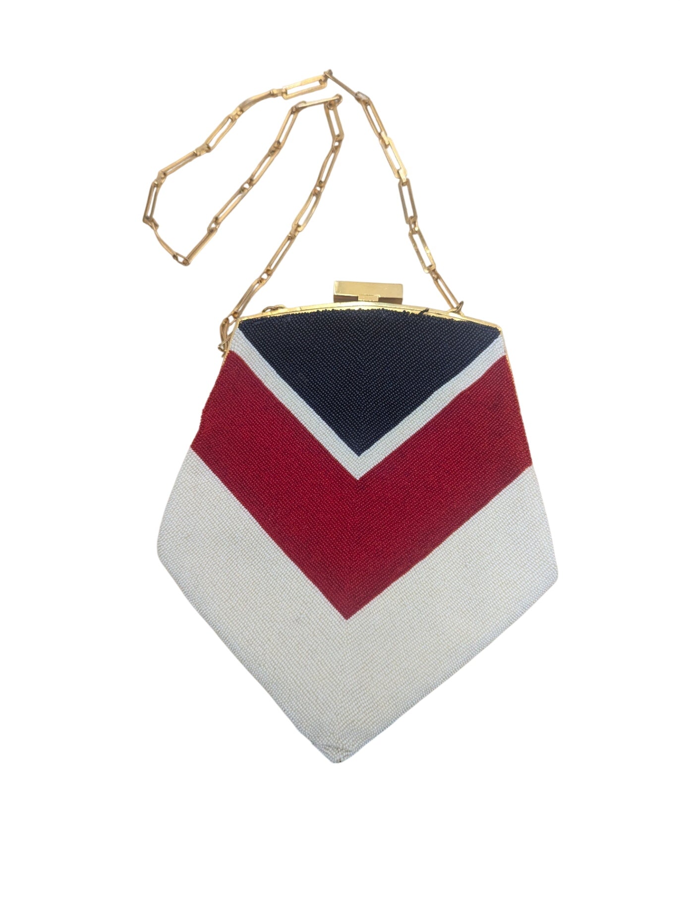Vintage Pierre Cardin Beaded Chevron Clutch Bag