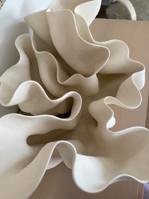  Melissa Turner Sculptural Porcelain Vase/Planter, Cream—Coil-Built, 24" W x 18" D x 12" H