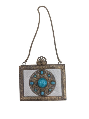 Jacomo Paris 1960's Small Clutch Purse w/ Green Stones