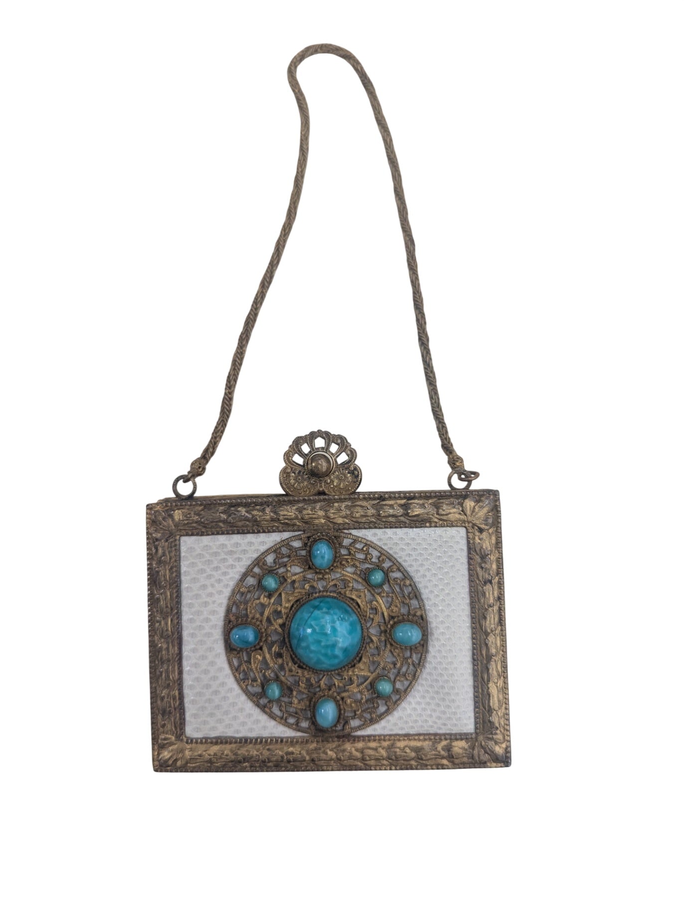 Jacomo Paris 1960's Small Clutch Purse w/ Green Stones