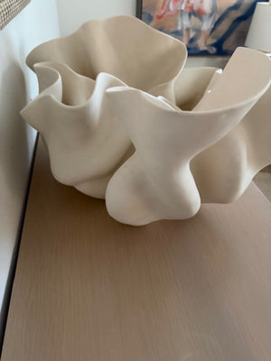  Melissa Turner Sculptural Porcelain Vase/Planter, Cream—Coil-Built, 24" W x 18" D x 12" H
