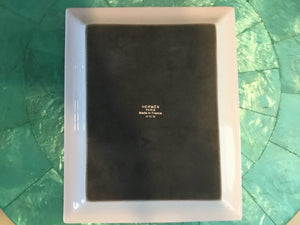 Hermès “Della Cavalleria” Equestrian Porcelain Change/Valet Tray with Felt Base