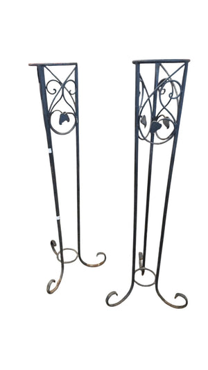 Wrought Iron Plant Stands Pair, 58" H