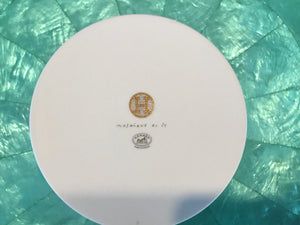 Hermès Mosaique au 24 Gold Ceramic Champagne/Wine Bottle Coaster with Central “H” Medallion (5 in Diameter)