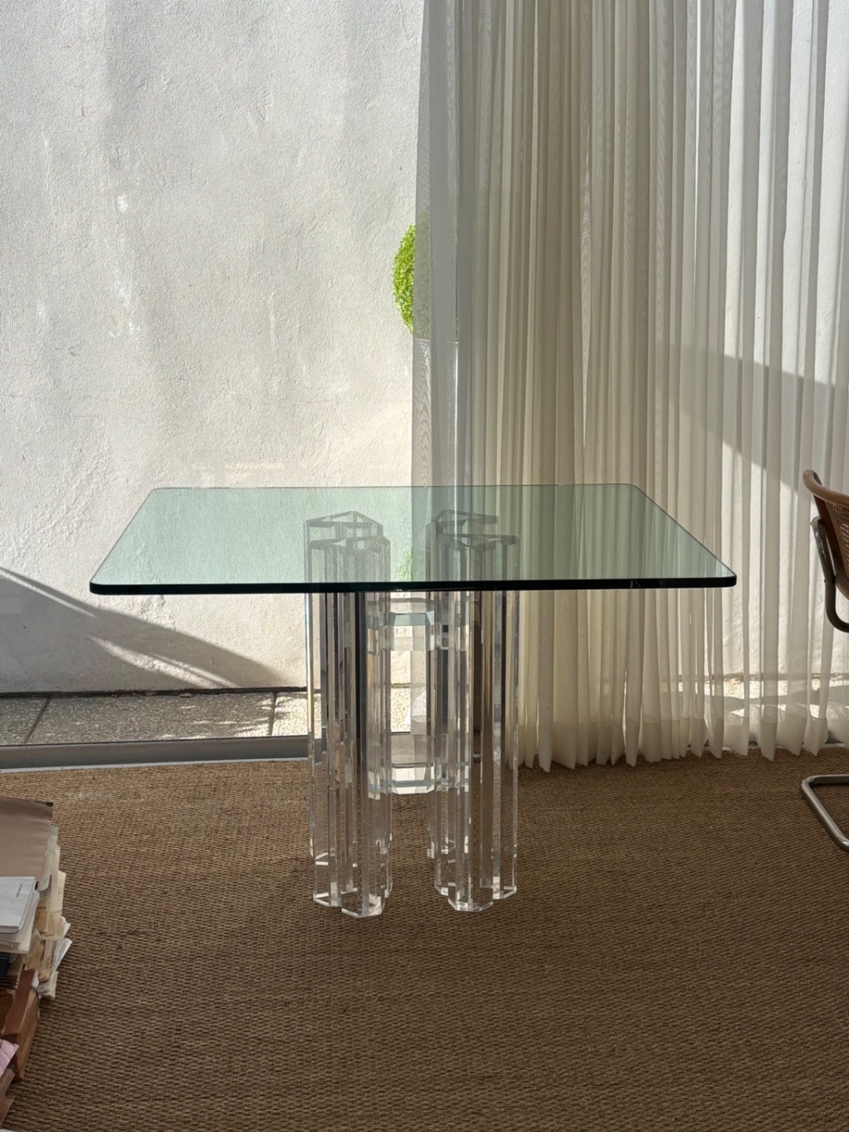 Charles Hollis Jones Attributed Skyscraper Lucite Table 40x45x30