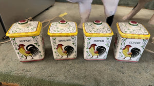 Set of 4 Spice Containers w/ Lids Signed PY – Nutmeg, Cinnamon, Pepper & Cloves