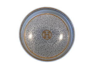 Hermès Mosaique au 24 Gold Ceramic Champagne/Wine Bottle Coaster with Central “H” Medallion (5 in Diameter)