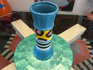 Memphis Milano “Carrot” Ceramic Vase by Nathalie Du Pasquier (Blue)