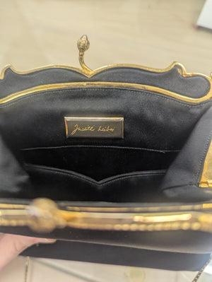 Vintage Judith Leiber Satin Square Bag w/ Gold Hardware