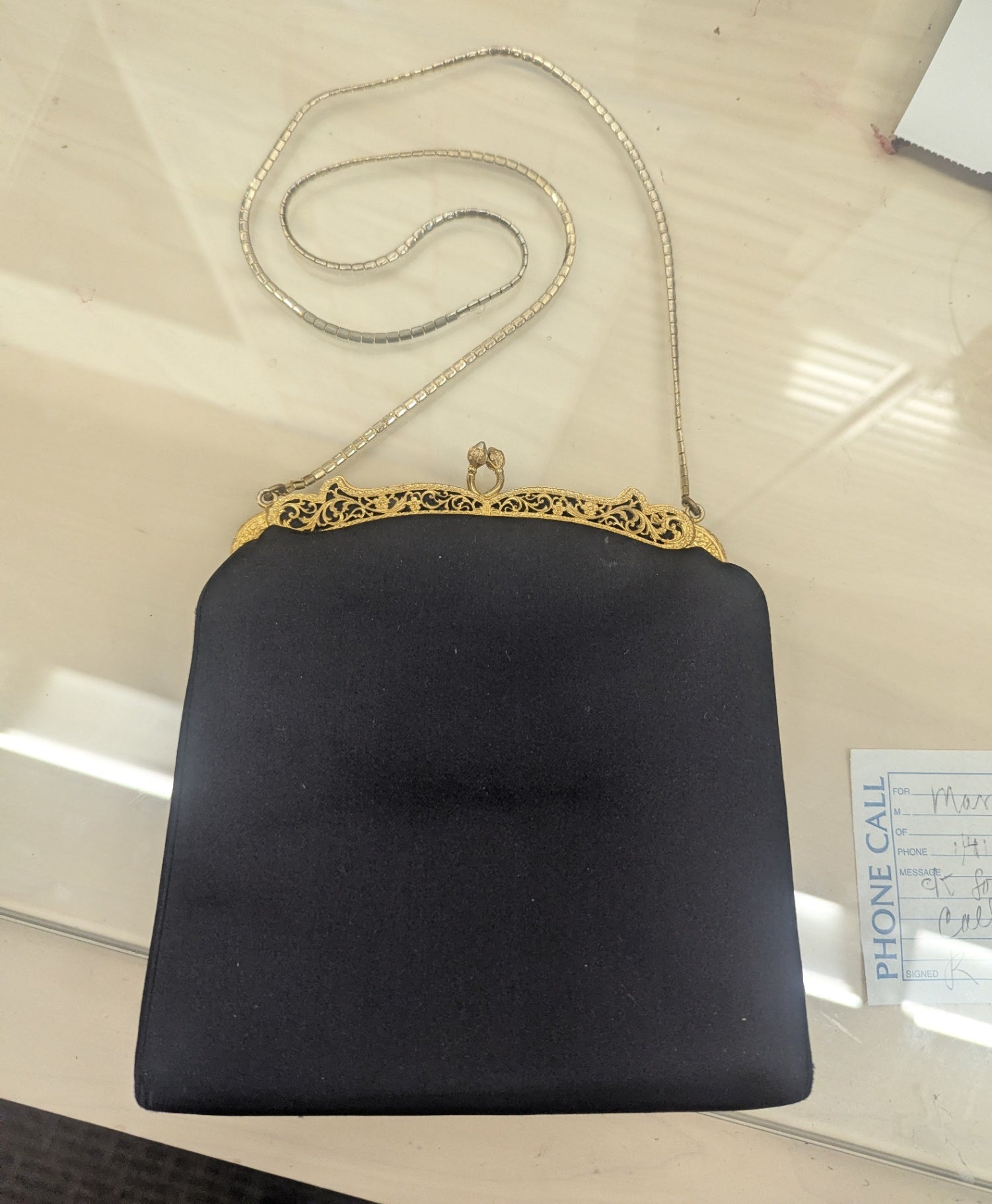 Vintage Judith Leiber Satin Square Bag w/ Gold Hardware