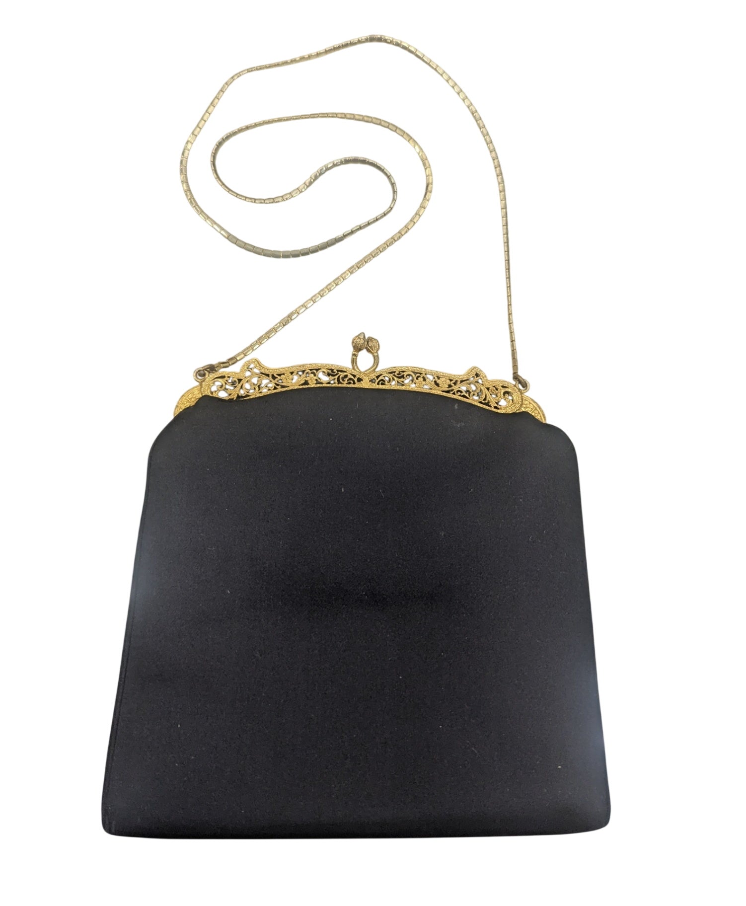 Vintage Judith Leiber Satin Square Bag w/ Gold Hardware