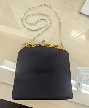 Vintage Judith Leiber Satin Square Bag w/ Gold Hardware