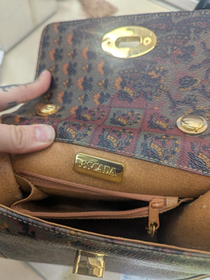 ESCADA 1980's Leather Crossbody Purse w/ Gold Chain & Hardware