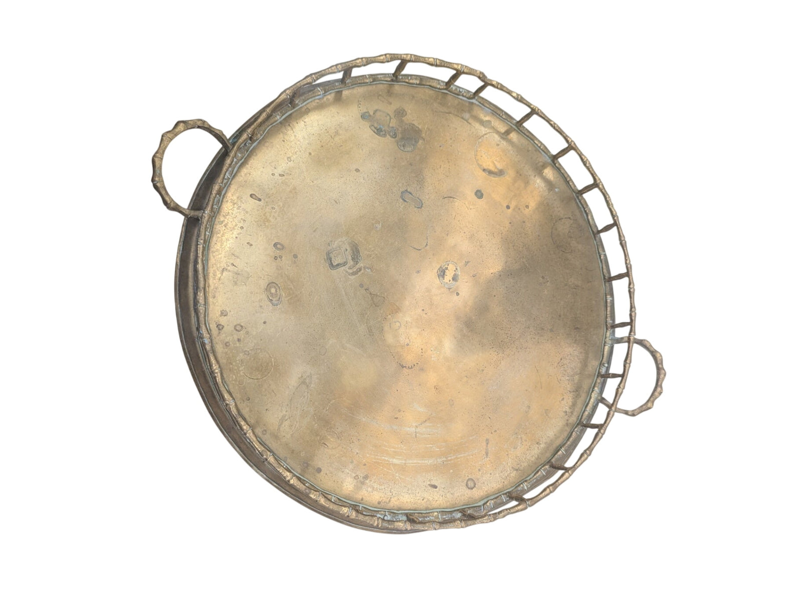 MCM Hollywood Regency Brass Bamboo Tray 12"