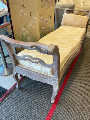 French-Style Carved Wood Upholstered Daybed / Bench With Pillows 23 x 80 x 33