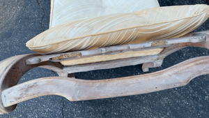French-Style Carved Wood Upholstered Daybed / Bench With Pillows 23 x 80 x 33