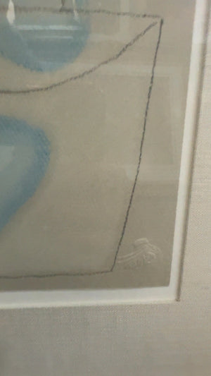Vintage 1980 Abstract Biomorphic Fine Art Print – Framed 32x36